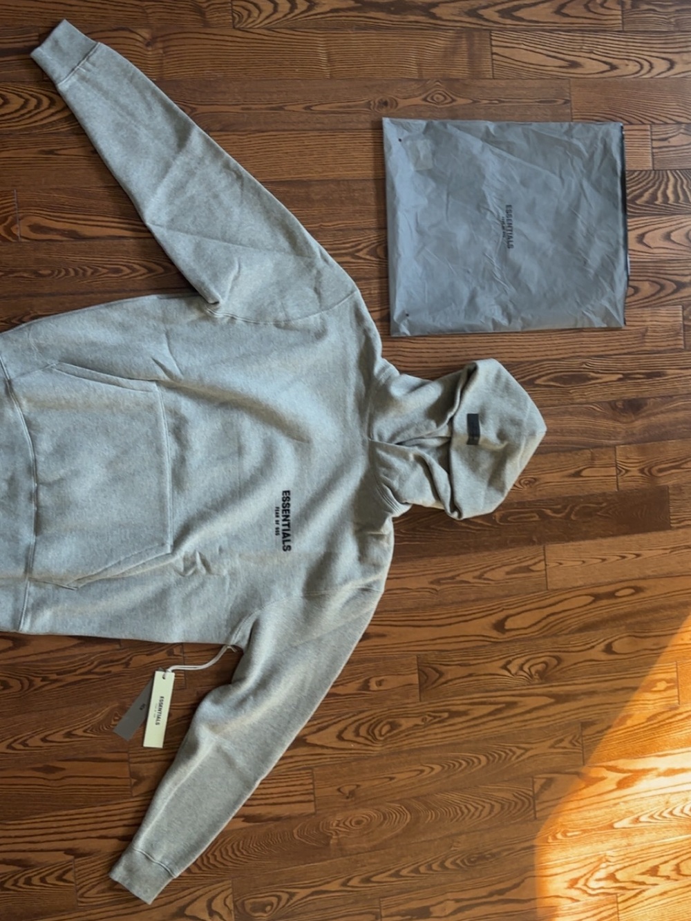 Essentials Heather Grey Logo Pullover Hoodie